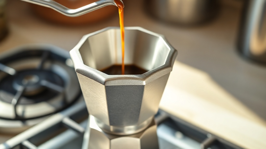 Bialetti moka pot percolator op een gasvuur met stoom